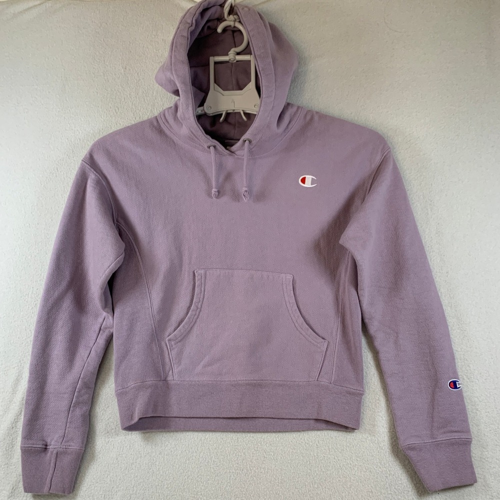 Champion Women's Reverse Weave Pullover Hoodie Sweatshirt Heavyweight Purple XS